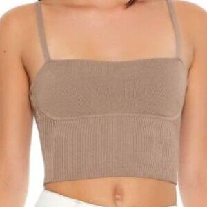 Sweater-Knit Cropped Cami - Brown